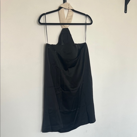 Anthropologie Black and Cream Mini Halter Tie Dress - Picture 6 of 11